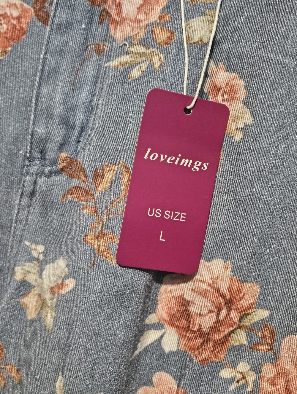 Loveimgs Mid Rise Cropped Wide-Leg Baggy Floral Ankle Jeans Size Large NWT - Picture 7 of 12